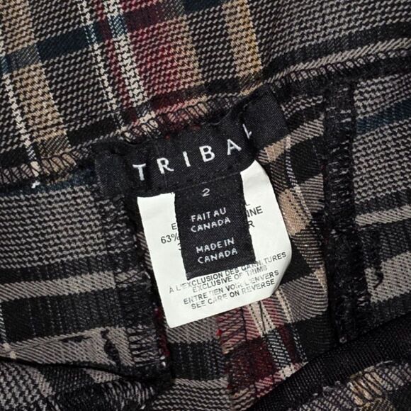 Tribal Flatten It Slimming Plaid Pull On Pant Size 2 - Picture 3 of 4